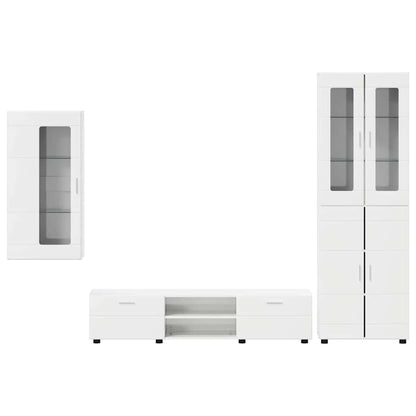 Set mobile TV con cassetto Bianco Lucido Legno multistrato