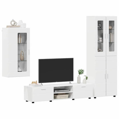 Set mobile TV FLORIN 3 pcs Bianco Lucido Legno multistrato