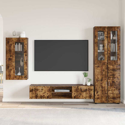Set mobile TV con cassetto Rovere fumé Legno multistrato
