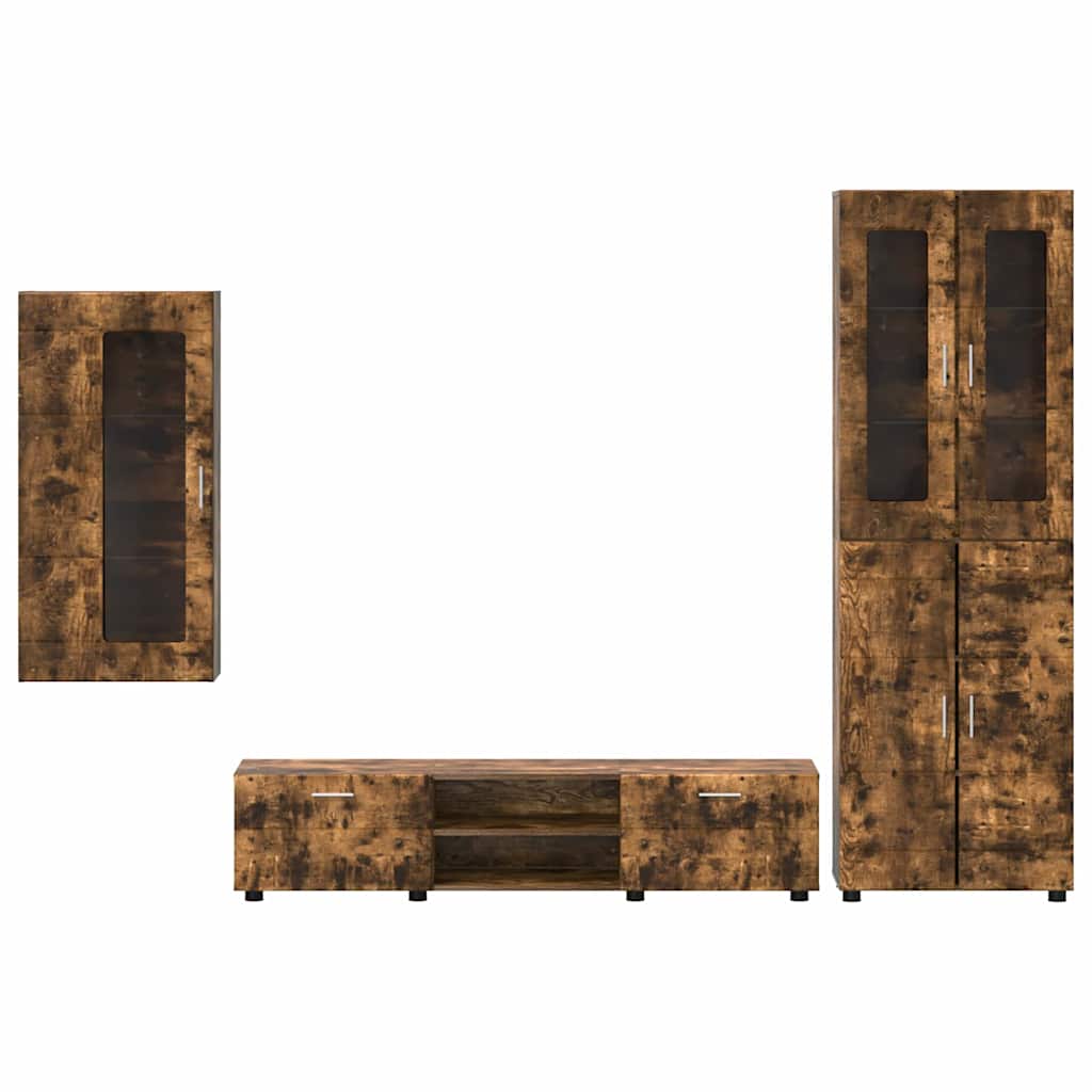 Set mobile TV con cassetto Rovere fumé Legno multistrato