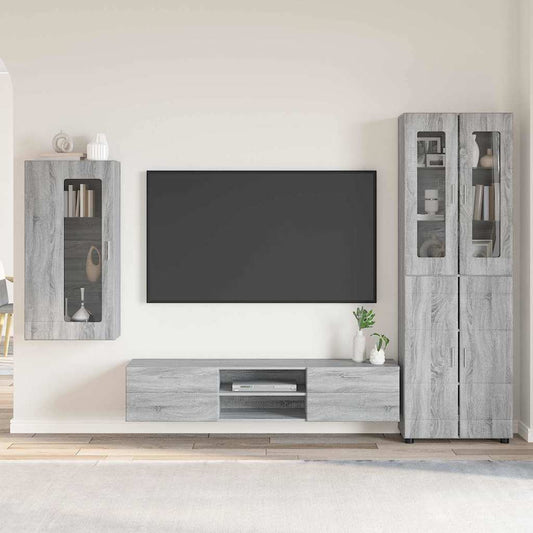 Set mobile TV con cassetto Grigio Sonoma Legno multistrato
