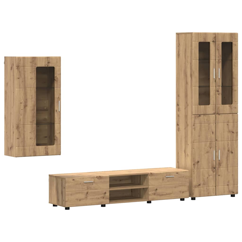 Set mobile TV FLORIN 3 pcs Rovere artigianale Legno multistrato | homemem39