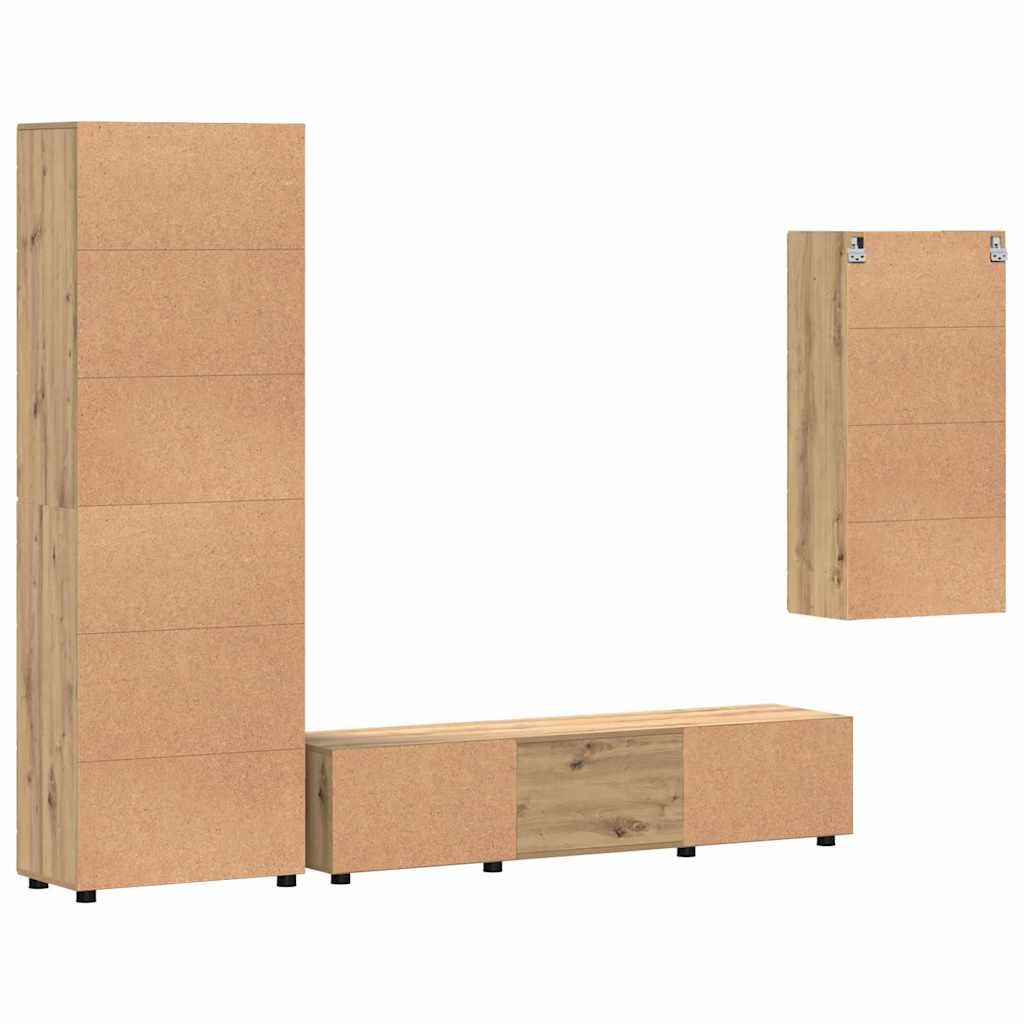 Set mobile TV FLORIN 3 pcs Rovere artigianale Legno multistrato | homemem39