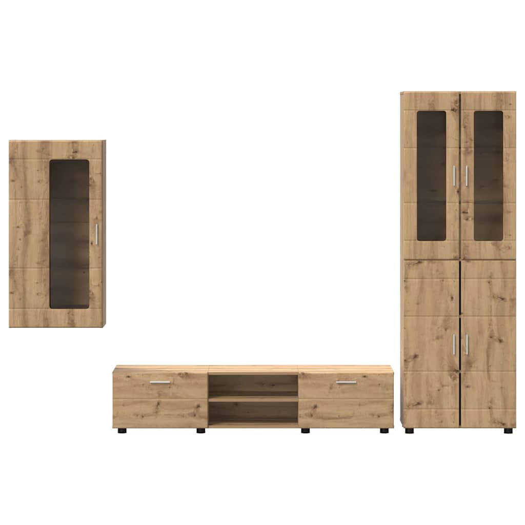 Set mobile TV FLORIN 3 pcs Rovere artigianale Legno multistrato
