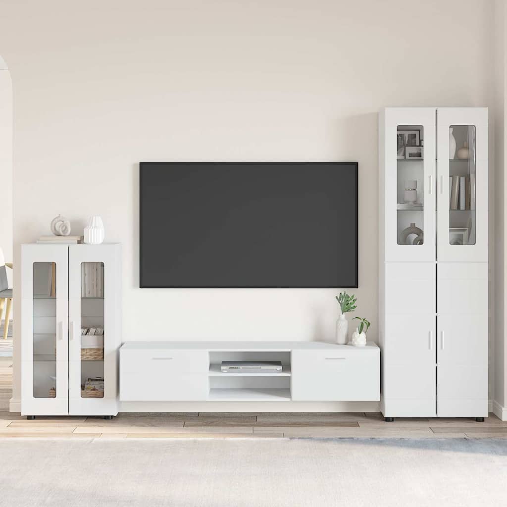 Set mobile TV con porta FLORIN 3 pcs Bianco Legno multistrato | homemem39
