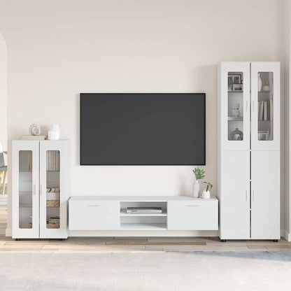 Set mobile TV con porta FLORIN 3 pcs Bianco Legno multistrato