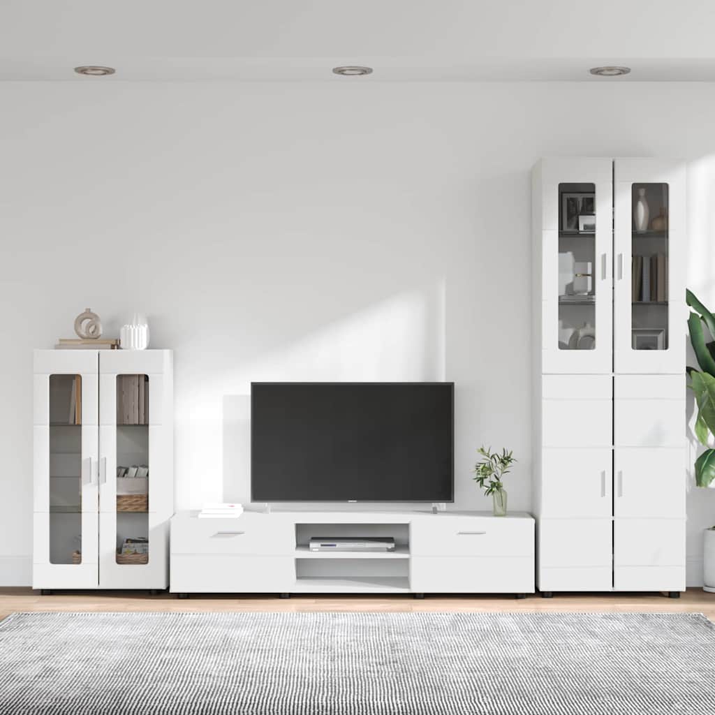 Set mobile TV con porta FLORIN 3 pcs Bianco Legno multistrato | homemem39