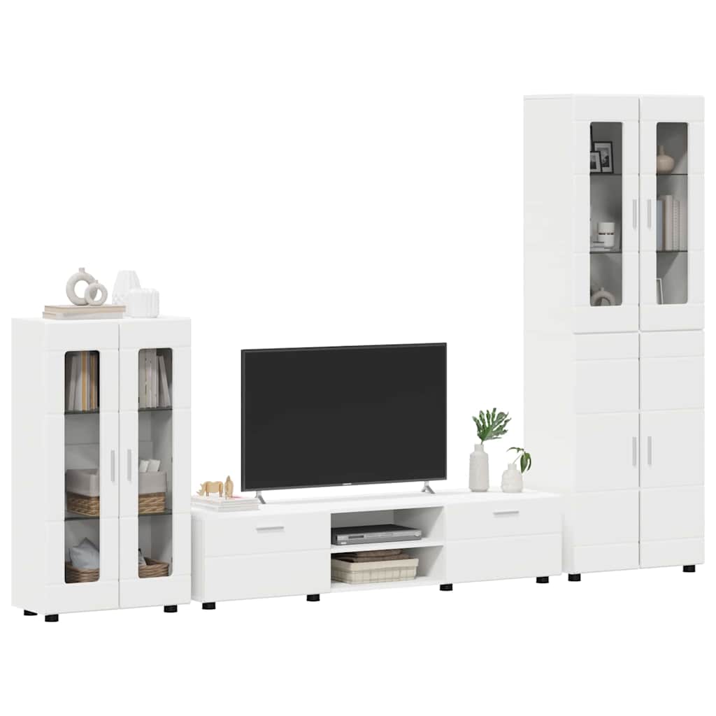 Set mobile TV con porta FLORIN 3 pcs Bianco Legno multistrato