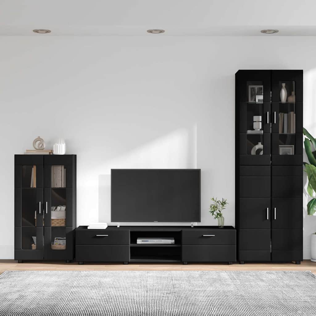 Set mobile TV con cassetto FLORIN 3 pcs Nero Legno multistrato | homemem39