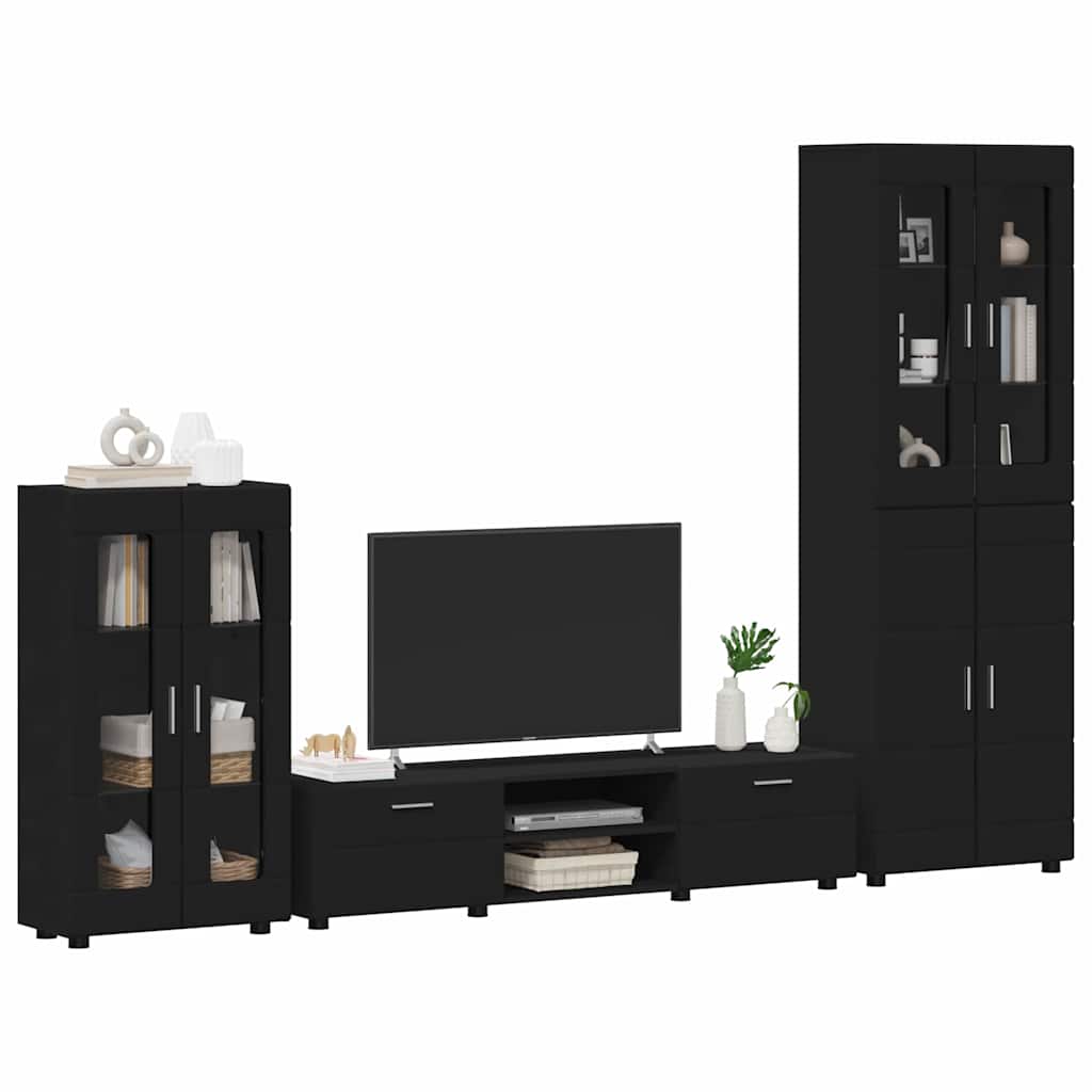 Set mobile TV con cassetto FLORIN 3 pcs Nero Legno multistrato