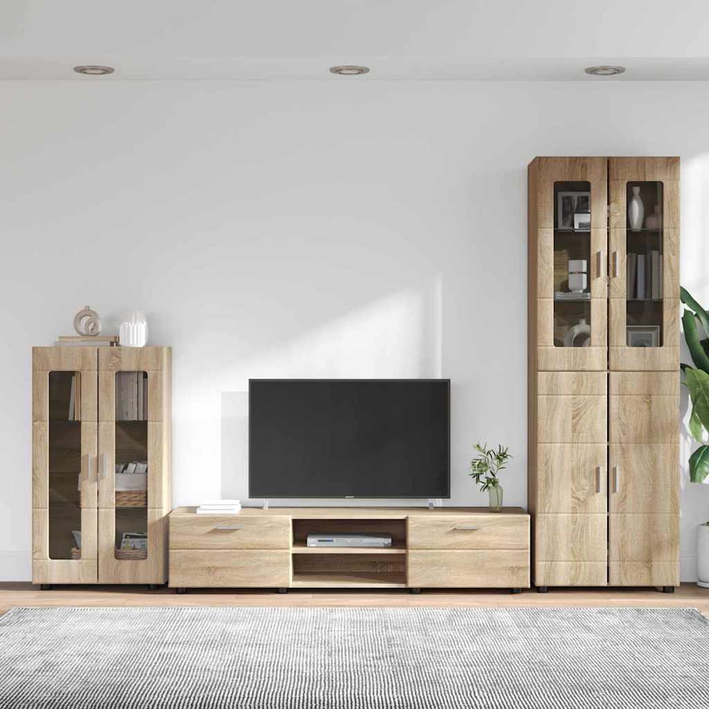 Set mobile TV FLORIN 3 pcs Rovere Sonoma Legno multistrato | homemem39
