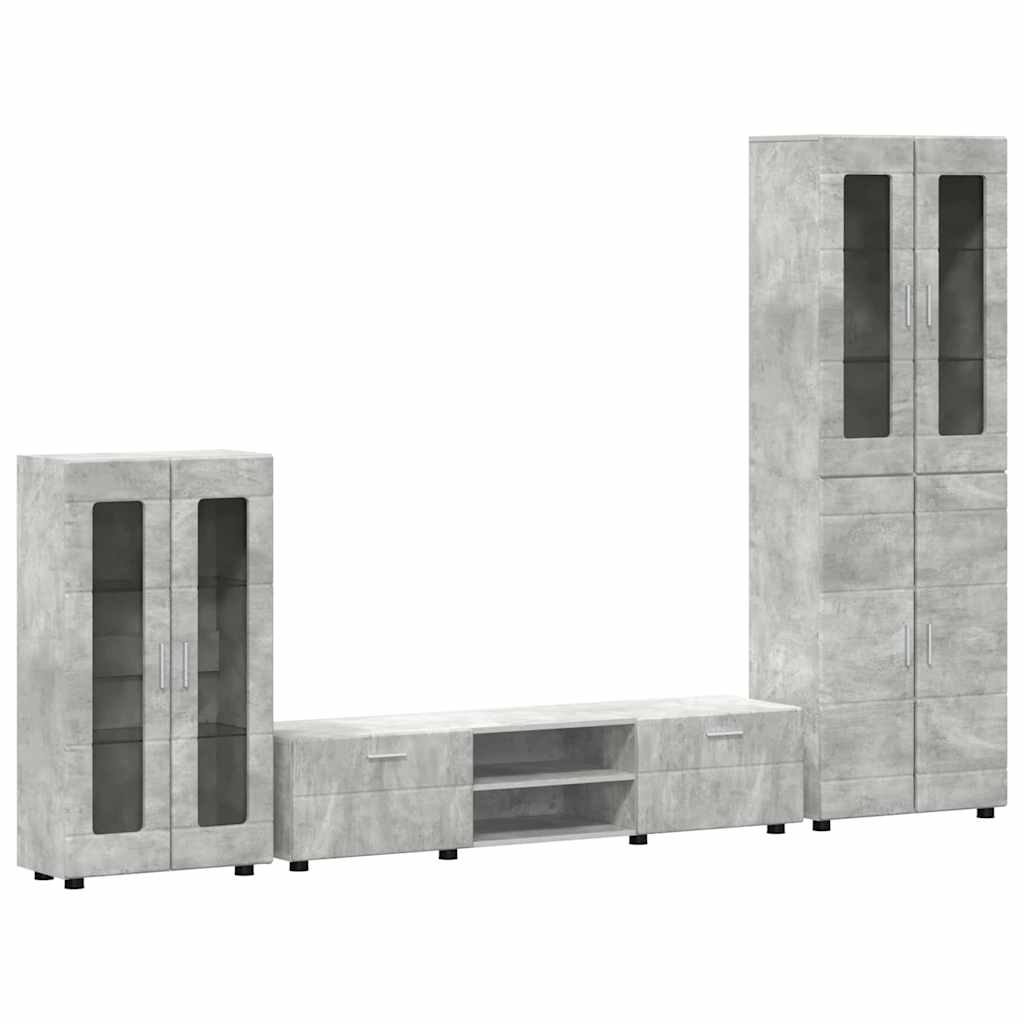 Set mobile TV FLORIN 3 pcs Grigio cemento Legno multistrato | homemem39