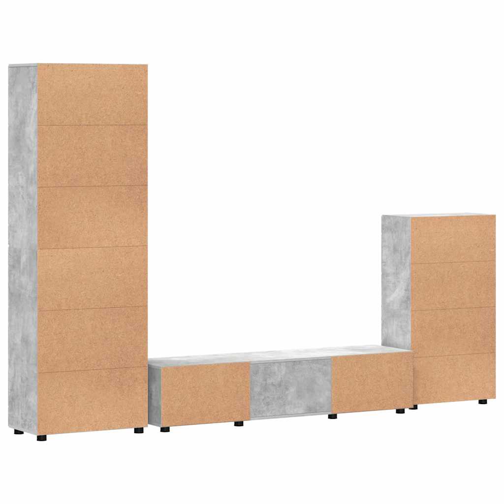 Set mobile TV FLORIN 3 pcs Grigio cemento Legno multistrato | homemem39