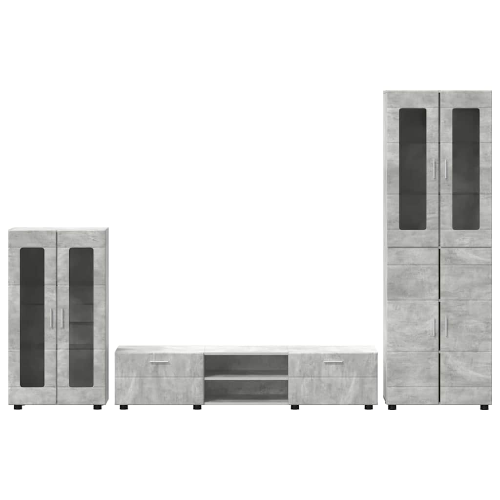 Set mobile TV FLORIN 3 pcs Grigio cemento Legno multistrato | homemem39