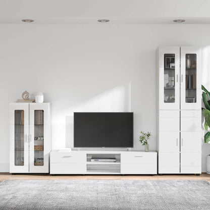 Set mobile TV FLORIN 3 pcs Bianco Lucido Legno multistrato | homemem39