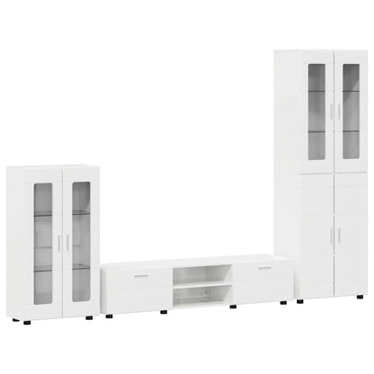 Set mobile TV FLORIN 3 pcs Bianco Lucido Legno multistrato