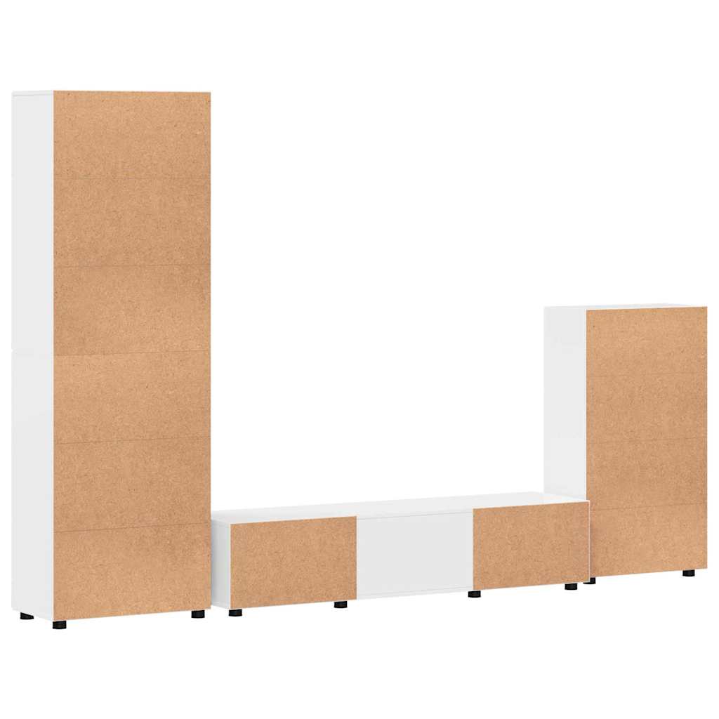 Set mobile TV FLORIN 3 pcs Bianco Lucido Legno multistrato