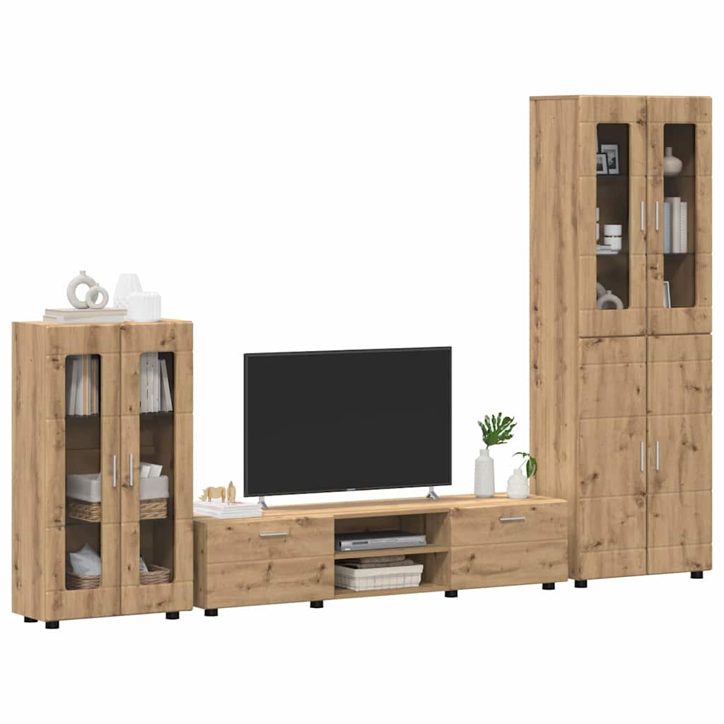 Set mobile TV FLORIN 3 pcs Rovere artigianale Legno multistrato | homemem39