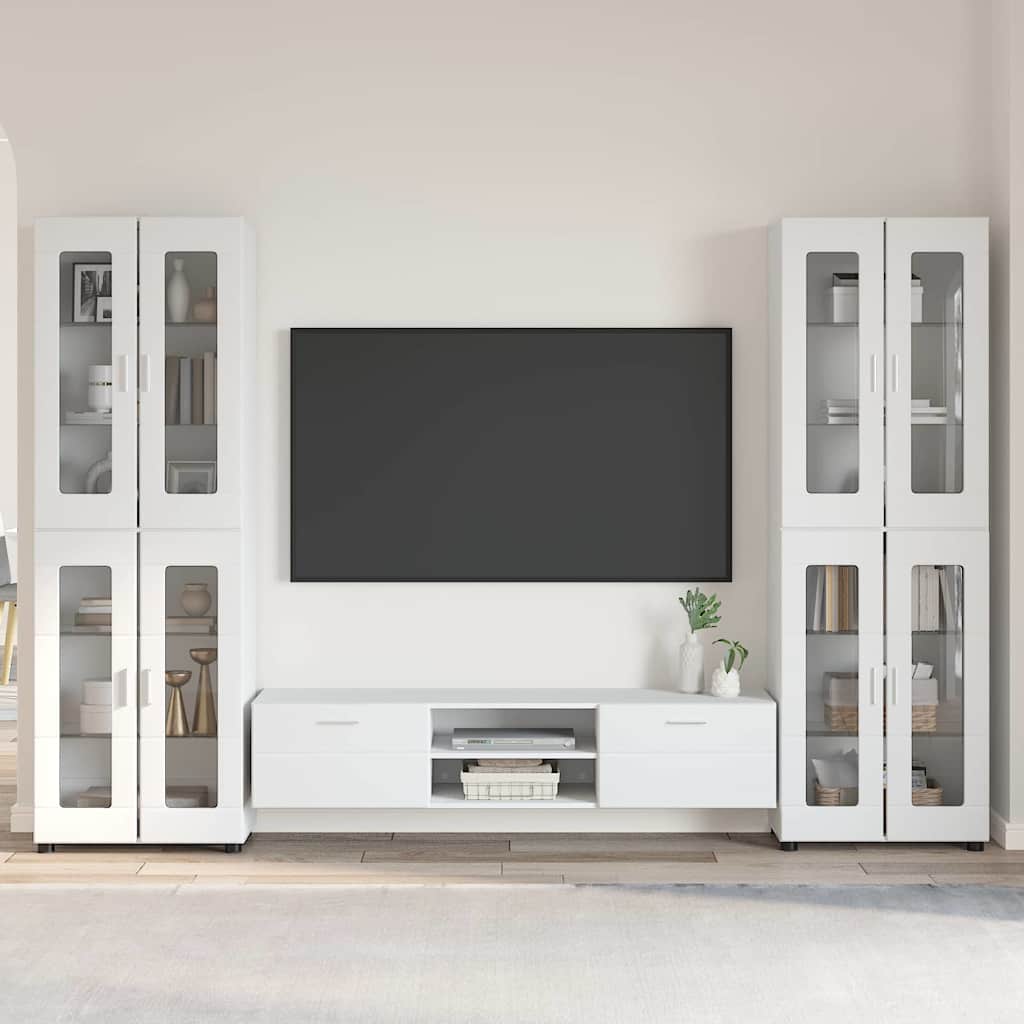 Set mobile TV con porta FLORIN 3 pcs Bianco Legno multistrato | homemem39