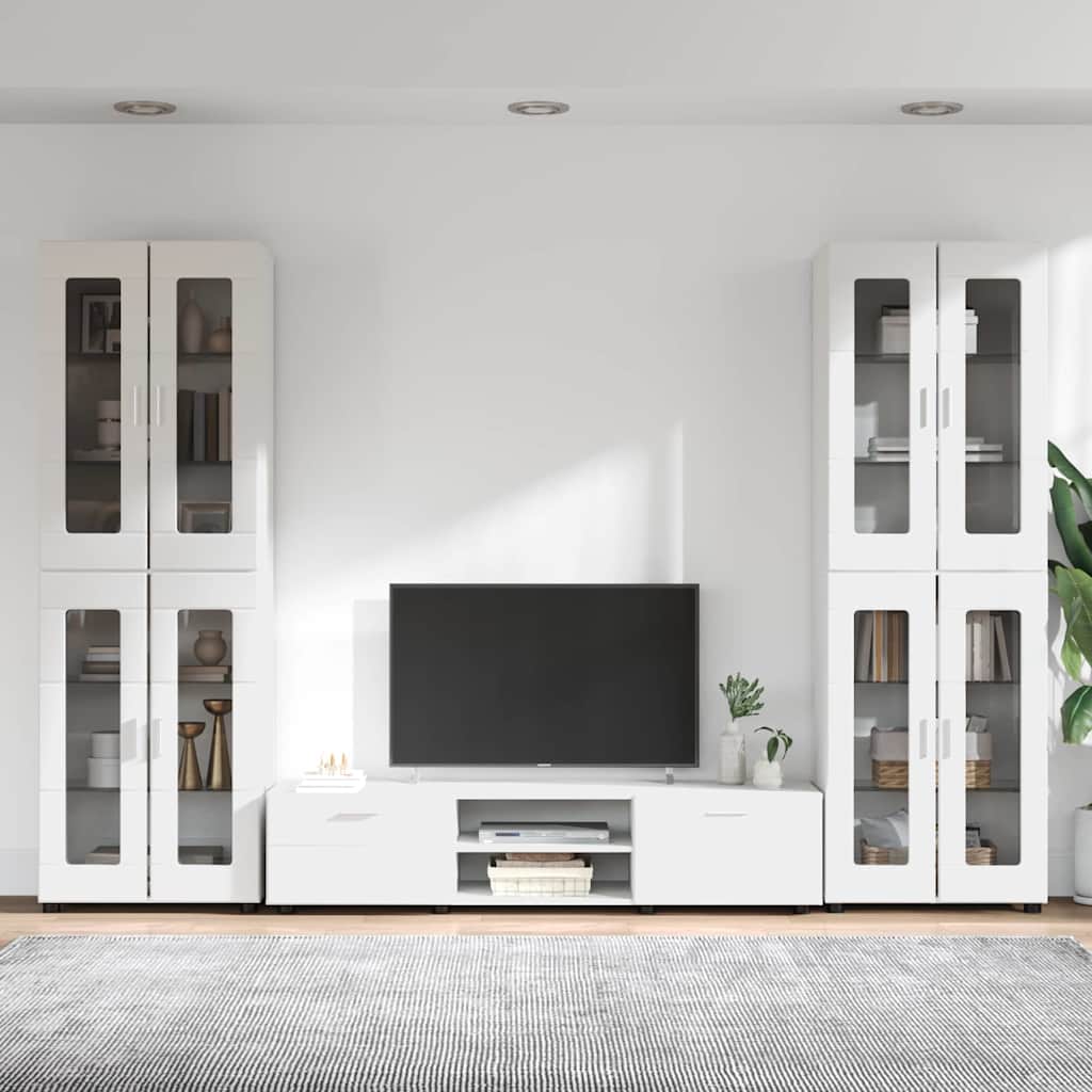 Set mobile TV con porta FLORIN 3 pcs Bianco Legno multistrato | homemem39