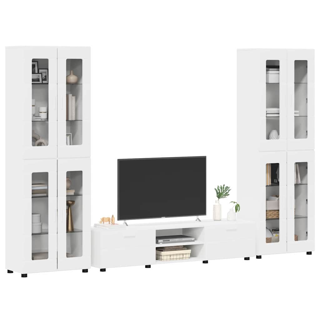 Set mobile TV con porta FLORIN 3 pcs Bianco Legno multistrato | homemem39
