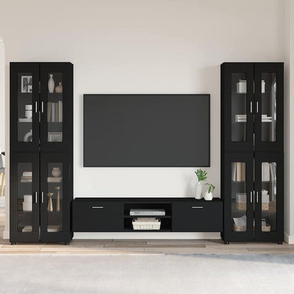 Set mobile TV con cassetto FLORIN 3 pcs Nero Legno multistrato