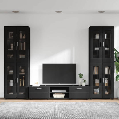 Set mobile TV con cassetto FLORIN 3 pcs Nero Legno multistrato