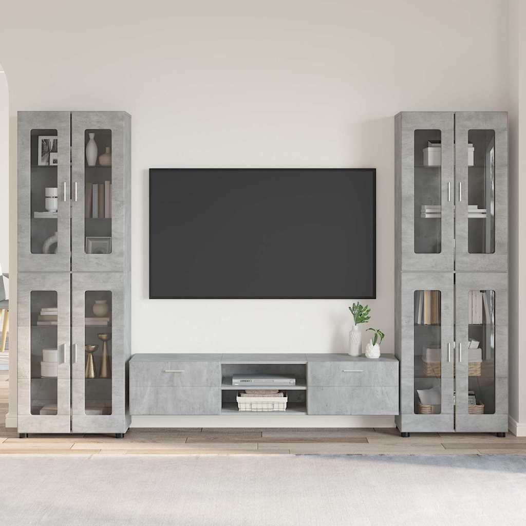 Set mobile TV FLORIN 3 pcs Grigio cemento Legno multistrato | homemem39