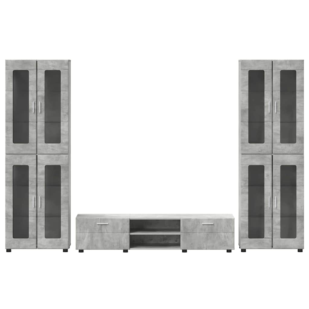 Set mobile TV FLORIN 3 pcs Grigio cemento Legno multistrato | homemem39