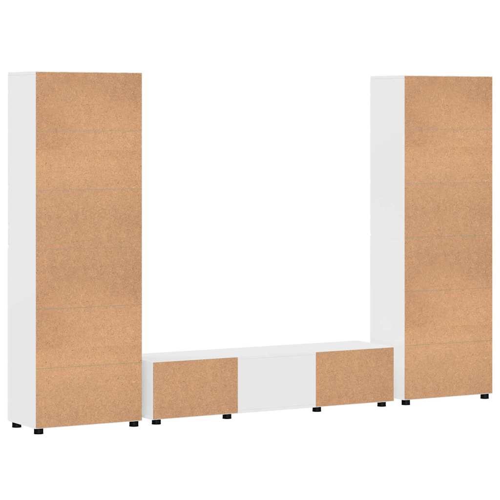 Set mobile TV FLORIN 3 pcs Bianco Lucido Legno multistrato | homemem39