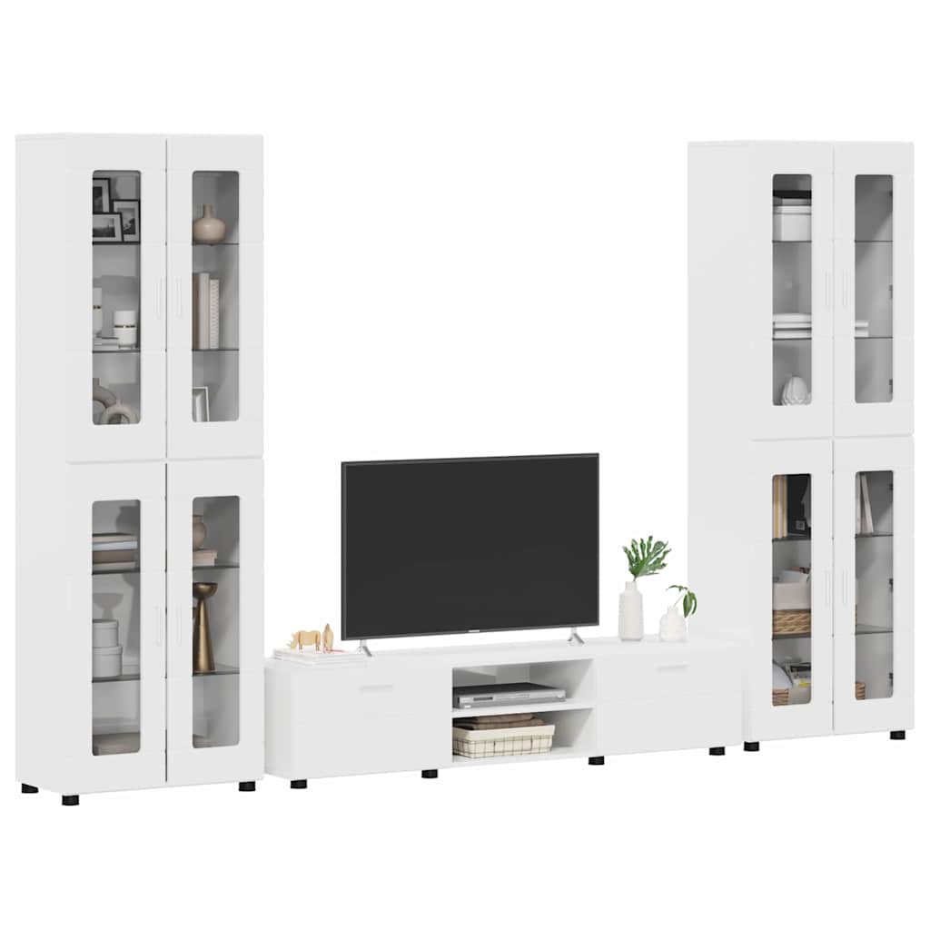 Set mobile TV FLORIN 3 pcs Bianco Lucido Legno multistrato