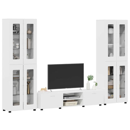 Set mobile TV FLORIN 3 pcs Bianco Lucido Legno multistrato