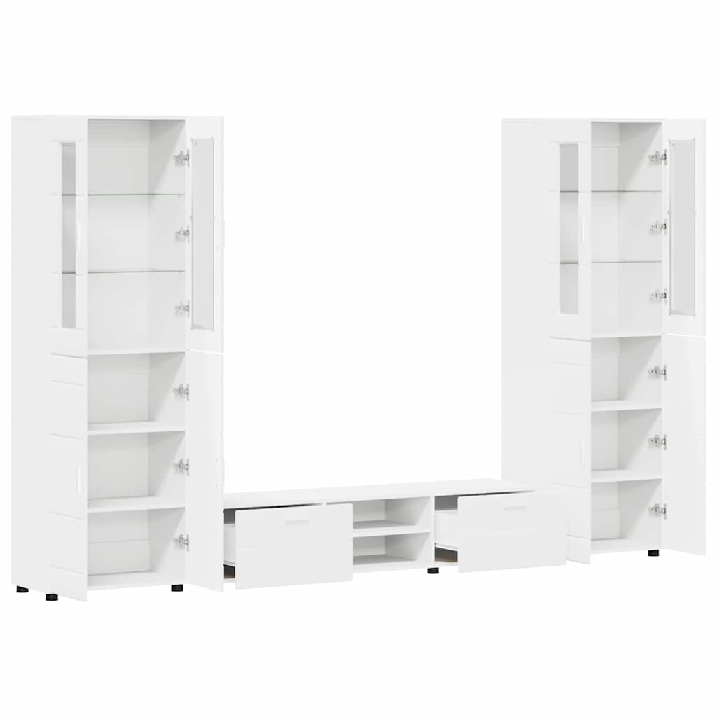 Set mobile TV con porta FLORIN 3 pcs Bianco Legno multistrato