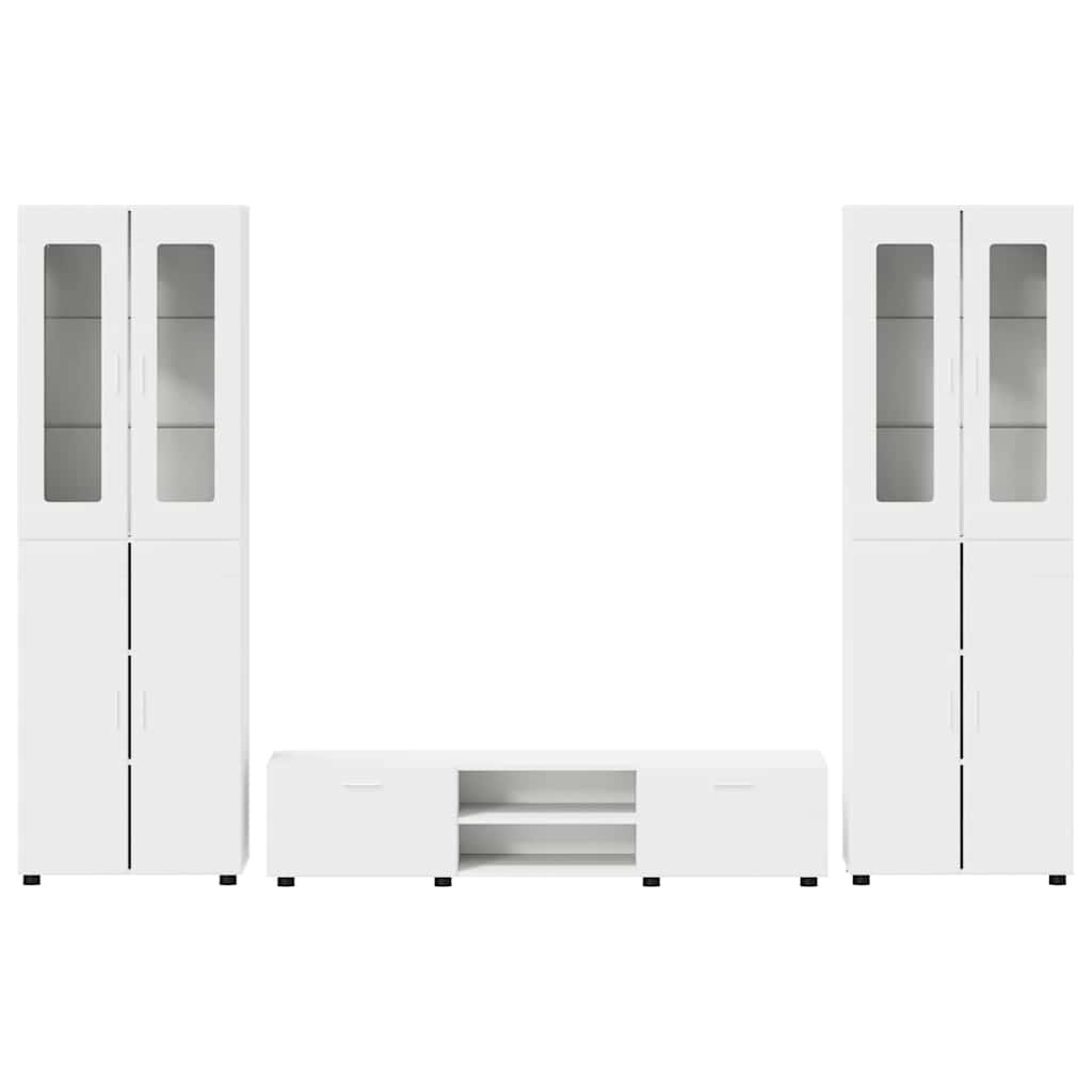 Set mobile TV con porta FLORIN 3 pcs Bianco Legno multistrato
