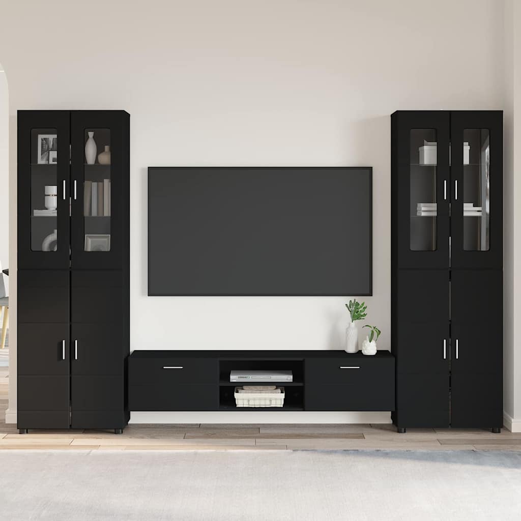 Set mobile TV con cassetto FLORIN 3 pcs Nero Legno multistrato | homemem39