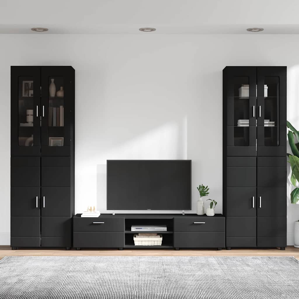 Set mobile TV con cassetto FLORIN 3 pcs Nero Legno multistrato | homemem39