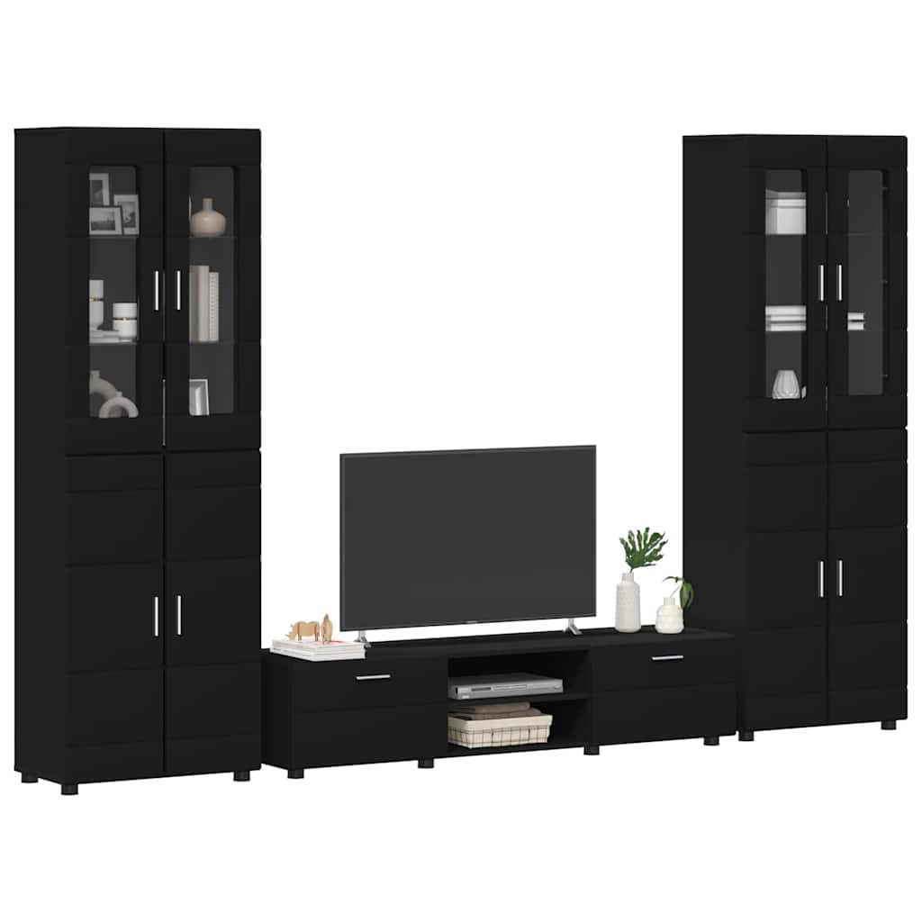 Set mobile TV con cassetto FLORIN 3 pcs Nero Legno multistrato | homemem39