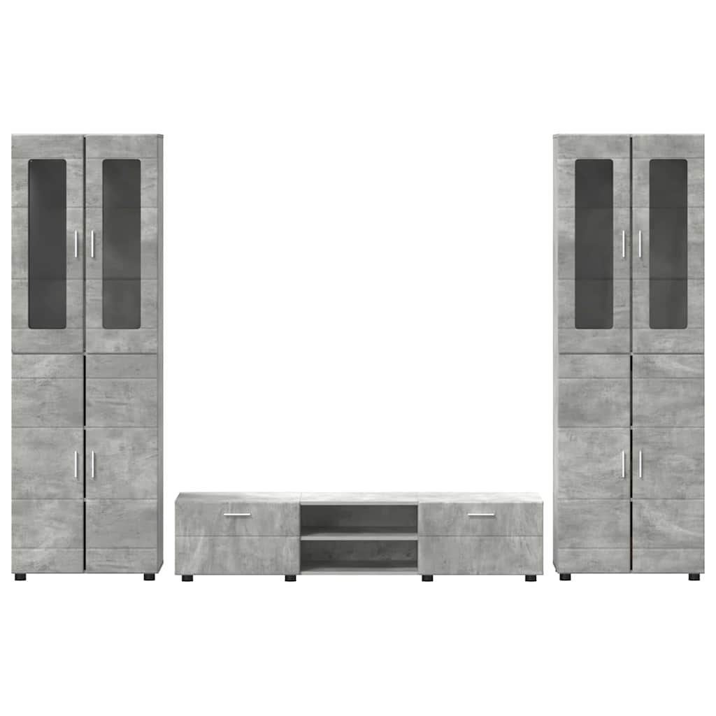 Set mobile TV FLORIN 3 pcs Grigio cemento Legno multistrato