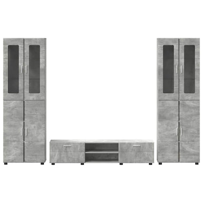 Set mobile TV FLORIN 3 pcs Grigio cemento Legno multistrato