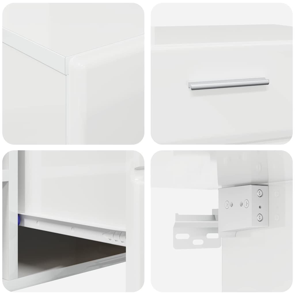 Set mobile TV FLORIN 3 pcs Bianco Lucido Legno multistrato