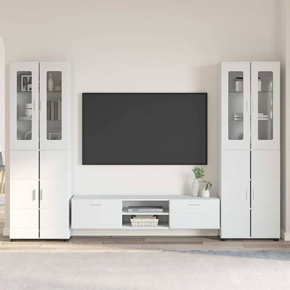 Set mobile TV FLORIN 3 pcs Bianco Lucido Legno multistrato