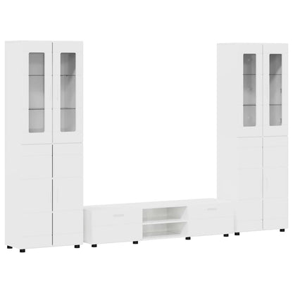 Set mobile TV FLORIN 3 pcs Bianco Lucido Legno multistrato | homemem39