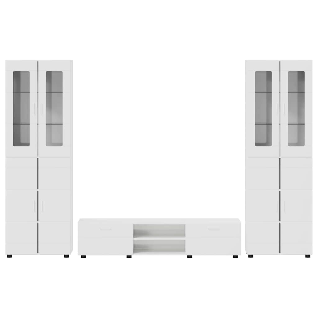 Set mobile TV FLORIN 3 pcs Bianco Lucido Legno multistrato