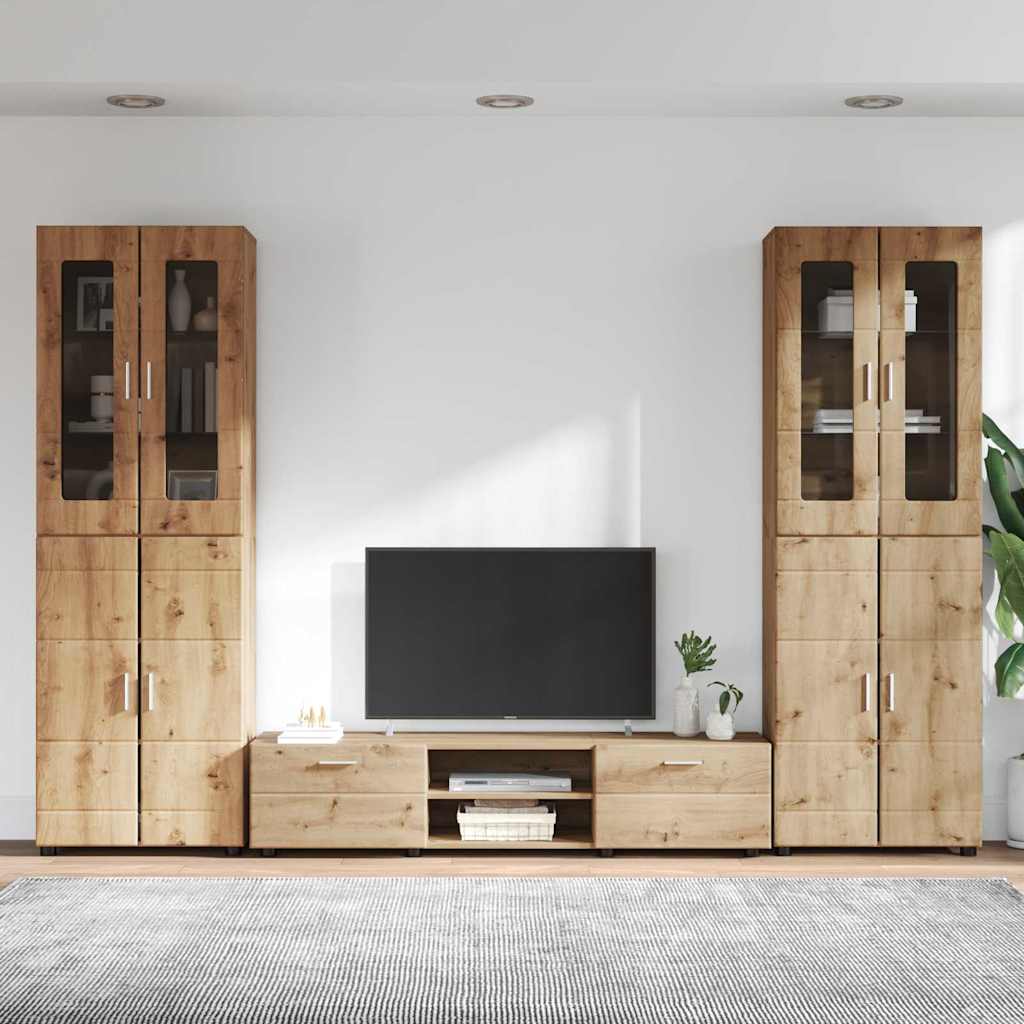 Set mobile TV FLORIN 3 pcs Rovere artigianale Legno multistrato | homemem39