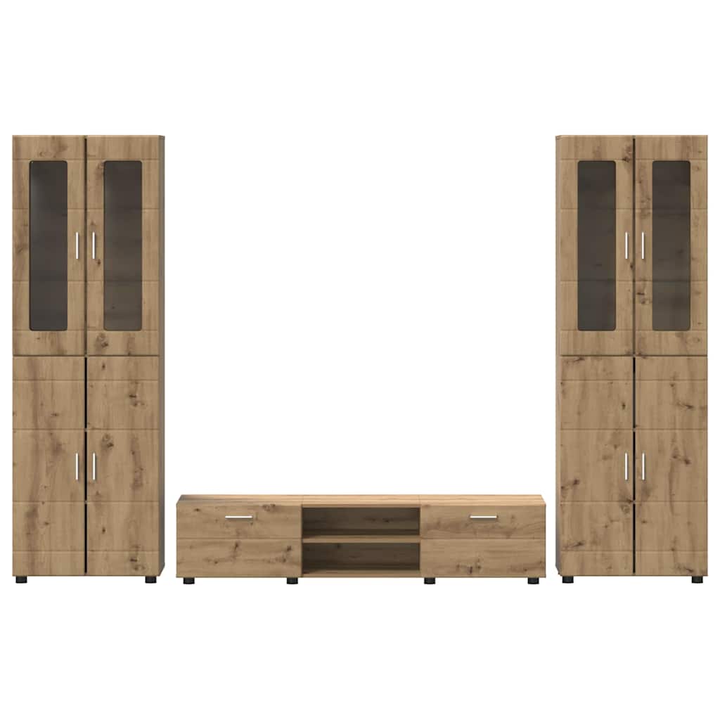 Set mobile TV FLORIN 3 pcs Rovere artigianale Legno multistrato | homemem39
