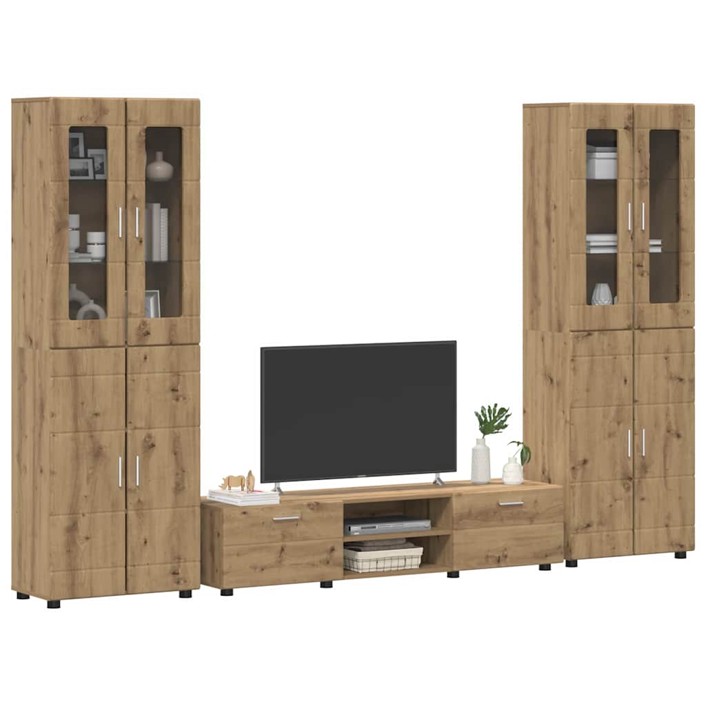 Set mobile TV FLORIN 3 pcs Rovere artigianale Legno multistrato | homemem39