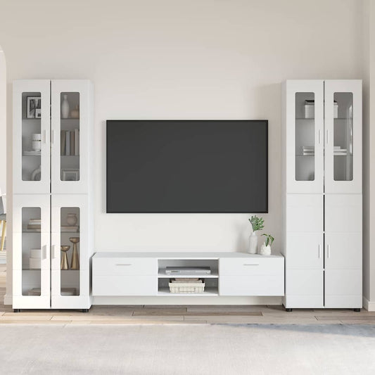 Set mobile TV con porta FLORIN 3 pcs Bianco Legno multistrato | homemem39