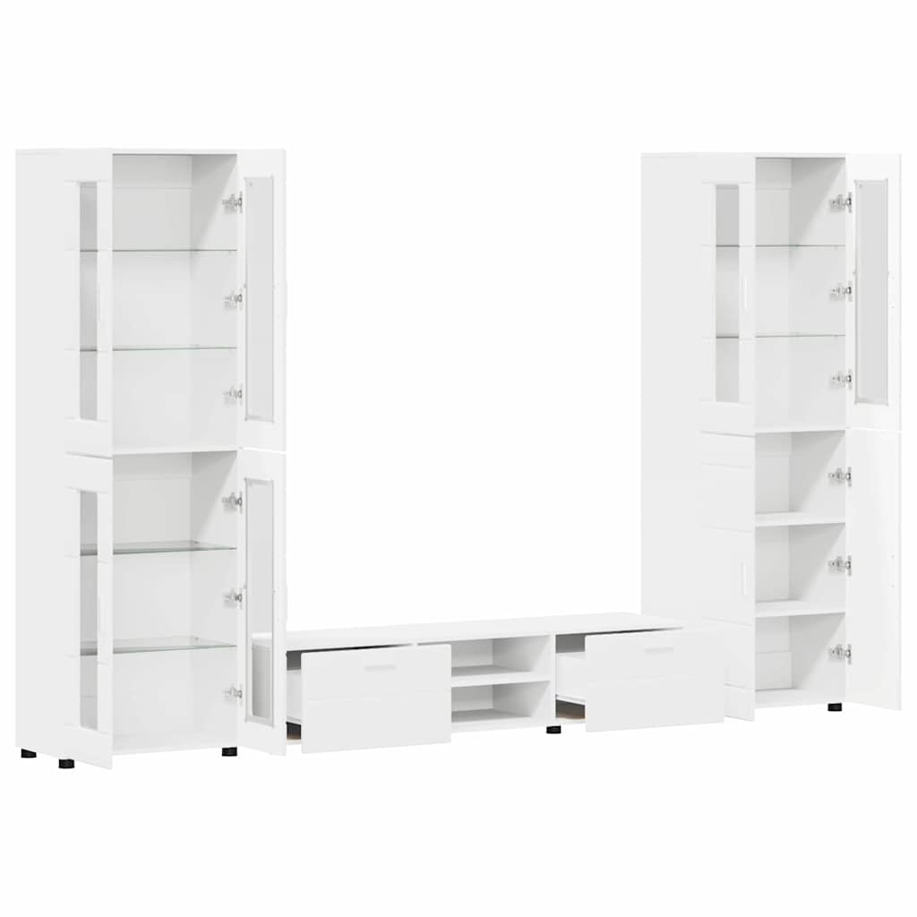 Set mobile TV con porta FLORIN 3 pcs Bianco Legno multistrato