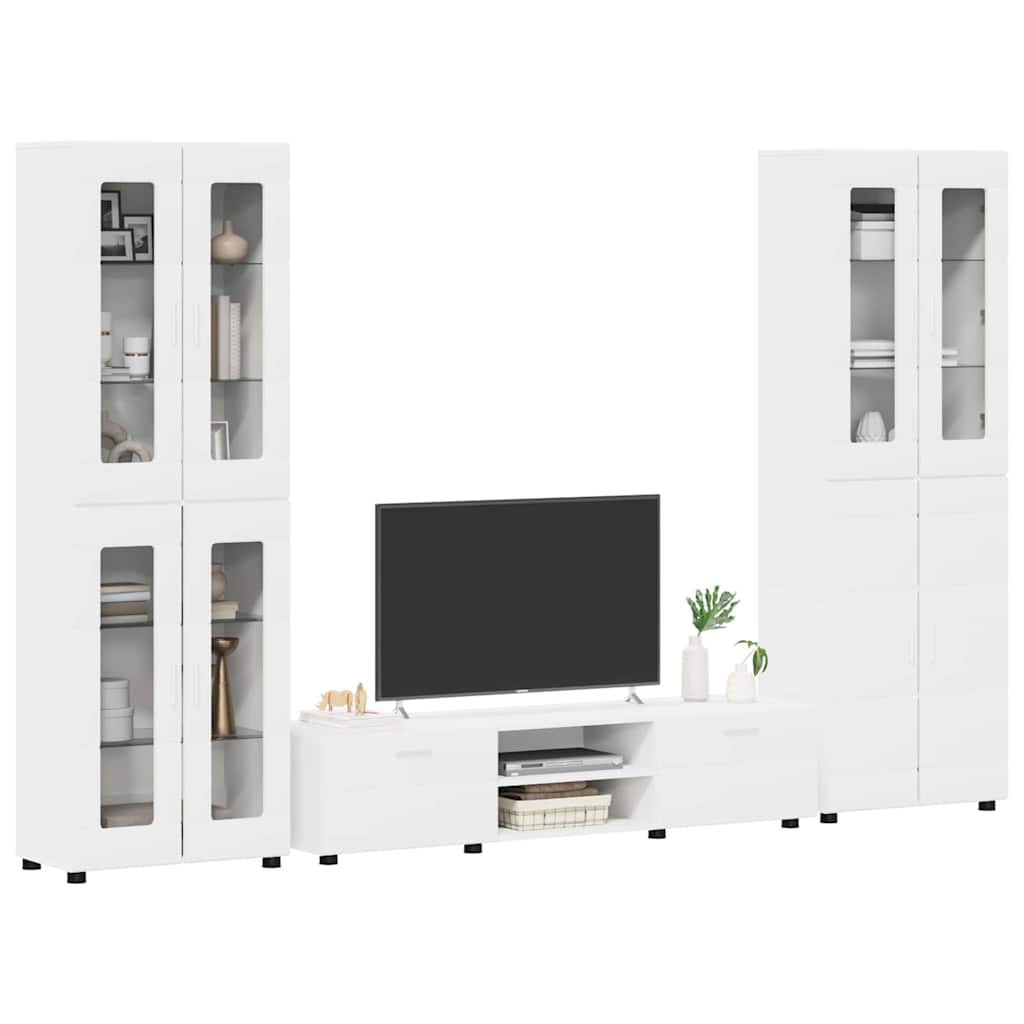 Set mobile TV con porta FLORIN 3 pcs Bianco Legno multistrato | homemem39