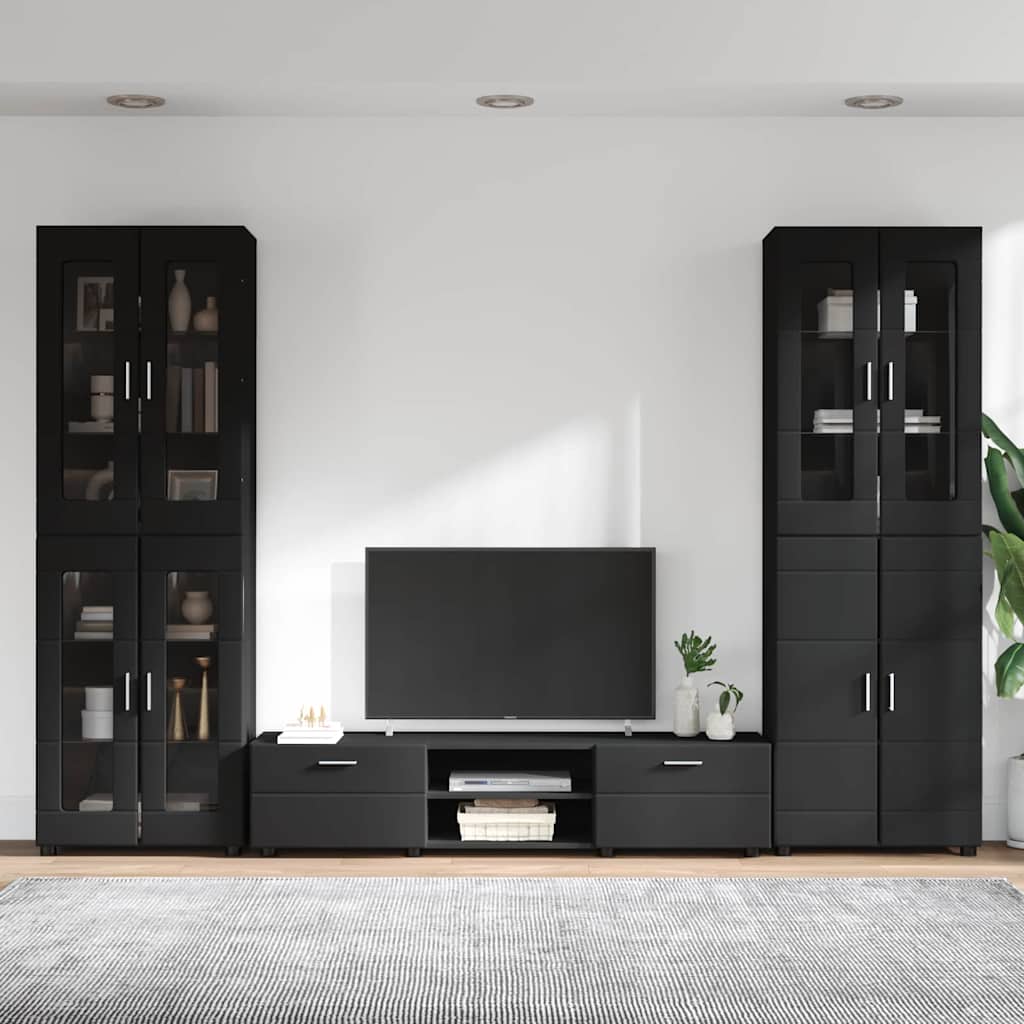 Set mobile TV con cassetto FLORIN 3 pcs Nero Legno multistrato | homemem39